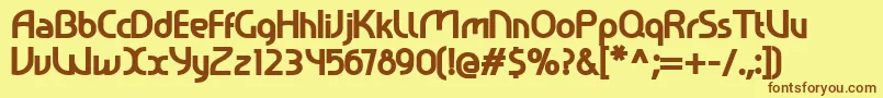 Ralev001Extrabold Font – Brown Fonts on Yellow Background