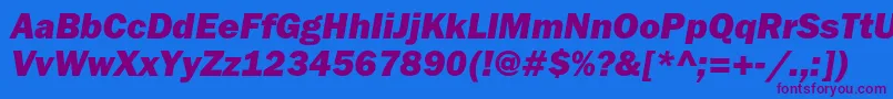 FranklingothicheavycItalic Font – Purple Fonts on Blue Background