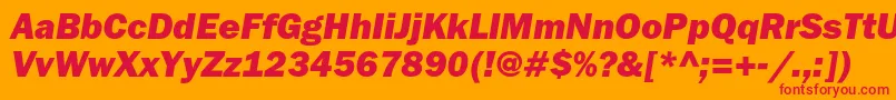 FranklingothicheavycItalic Font – Red Fonts on Orange Background