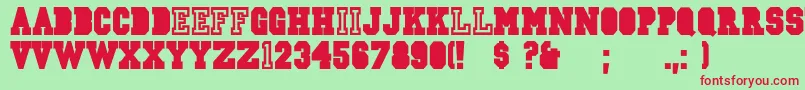 Fonte Jersey – fontes vermelhas em um fundo verde