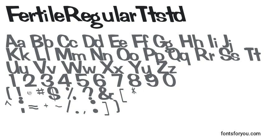 Schriftart FertileRegularTtstd – Alphabet, Zahlen, spezielle Symbole