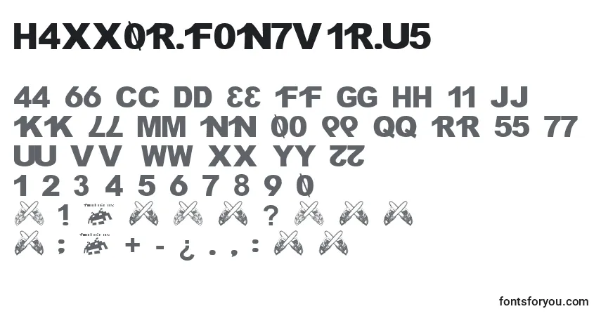 Schriftart H4xx0r.Fontvir.Us – Alphabet, Zahlen, spezielle Symbole