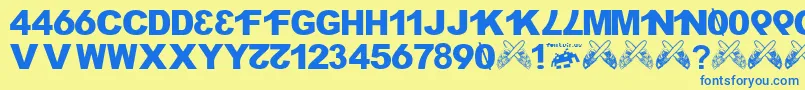 フォントH4xx0r.Fontvir.Us – 青い文字が黄色の背景にあります。