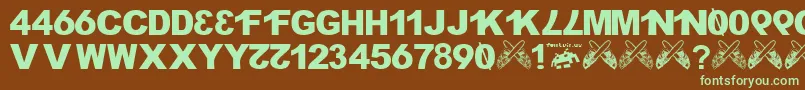 フォントH4xx0r.Fontvir.Us – 緑色の文字が茶色の背景にあります。