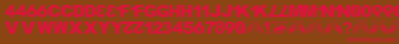 フォントH4xx0r.Fontvir.Us – 赤い文字が茶色の背景にあります。
