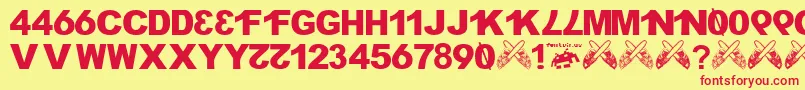 H4xx0r.Fontvir.Us-fontti – punaiset fontit keltaisella taustalla