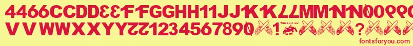 Czcionka H4xx0r.Fontvir.Us – czerwone czcionki na żółtym tle