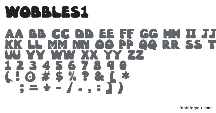 A fonte Wobbles1 – alfabeto, números, caracteres especiais
