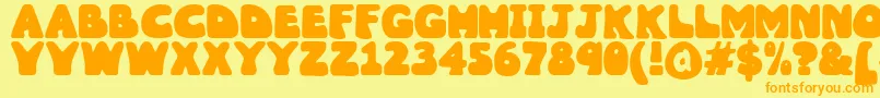 Wobbles1-fontti – oranssit fontit keltaisella taustalla
