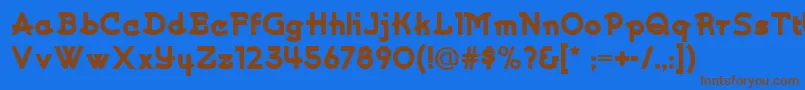 フォントKurvaceousnf – 茶色の文字が青い背景にあります。