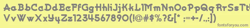 フォントKurvaceousnf – 黄色の背景に灰色の文字