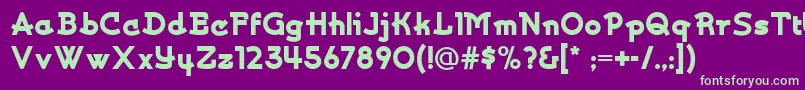 フォントKurvaceousnf – 紫の背景に緑のフォント
