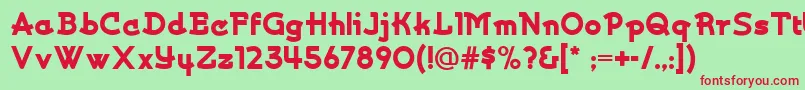 Kurvaceousnf-fontti – punaiset fontit vihreällä taustalla