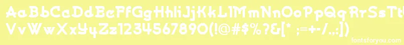 Kurvaceousnf-fontti – valkoiset fontit keltaisella taustalla