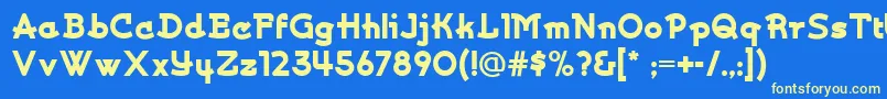 フォントKurvaceousnf – 黄色の文字、青い背景
