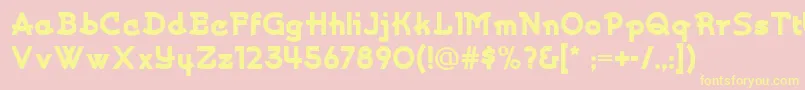 Kurvaceousnf-fontti – keltaiset fontit vaaleanpunaisella taustalla