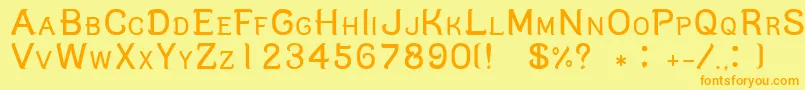 フォントC9 – オレンジの文字が黄色の背景にあります。