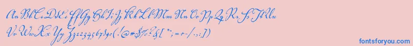 フォントVolutascript – ピンクの背景に青い文字