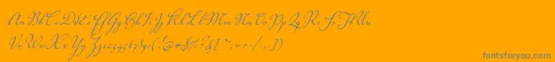 Volutascript-Schriftart – Graue Schriften auf orangefarbenem Hintergrund