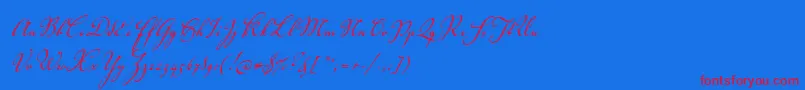 Volutascript Font – Red Fonts on Blue Background