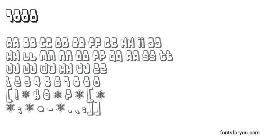 Czcionka 7000 – alfabet, cyfry, specjalne znaki