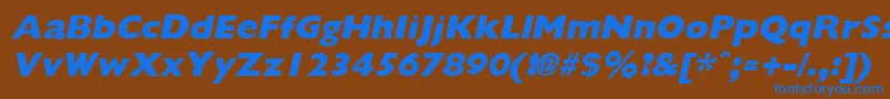Saiba mais sobre a fonte GiliganextraboldItalic Fonte GiliganextraboldItalic – fontes azuis em um fundo marrom