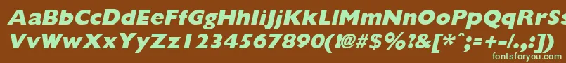GiliganextraboldItalic-fontti – vihreät fontit ruskealla taustalla