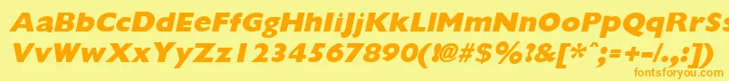 GiliganextraboldItalic Font – Orange Fonts on Yellow Background