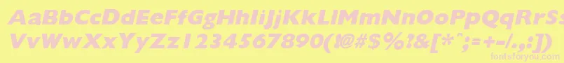 GiliganextraboldItalic-fontti – vaaleanpunaiset fontit keltaisella taustalla