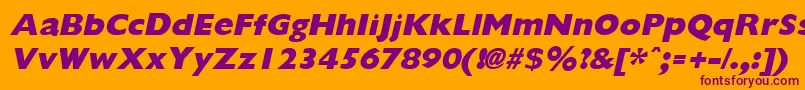GiliganextraboldItalic-fontti – violetit fontit oranssilla taustalla