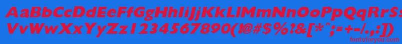 GiliganextraboldItalic-fontti – punaiset fontit sinisellä taustalla