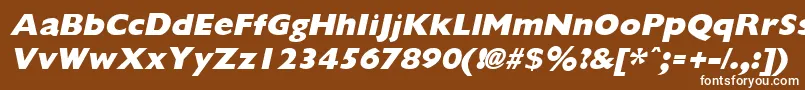 GiliganextraboldItalic-Schriftart – Weiße Schriften auf braunem Hintergrund