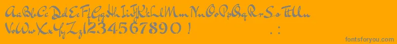 BluelminKisaburoFree-Schriftart – Graue Schriften auf orangefarbenem Hintergrund