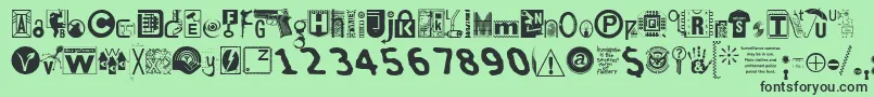 フォントInsecuri – 緑の背景に黒い文字