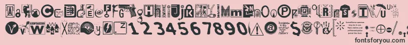 フォントInsecuri – ピンクの背景に黒い文字