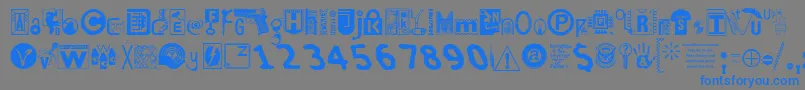 フォントInsecuri – 灰色の背景に青い文字