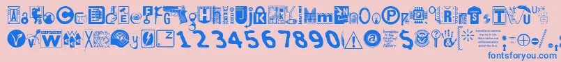 フォントInsecuri – ピンクの背景に青い文字