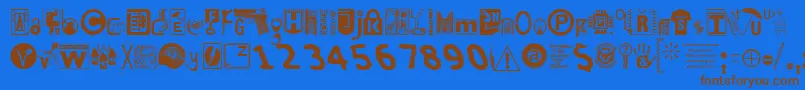 フォントInsecuri – 茶色の文字が青い背景にあります。