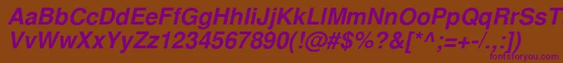 NimbussanlcyBoldItalic Font – Purple Fonts on Brown Background