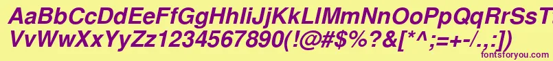 NimbussanlcyBoldItalic Font – Purple Fonts on Yellow Background