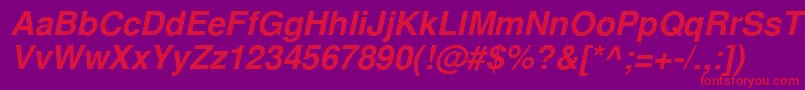 NimbussanlcyBoldItalic Font – Red Fonts on Purple Background