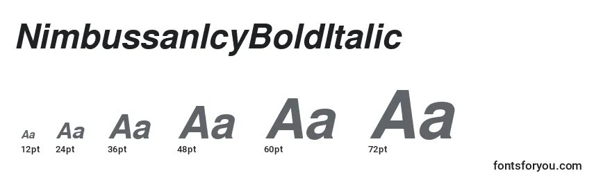Размеры шрифта NimbussanlcyBoldItalic