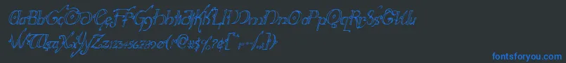 Czcionka Hollyjinglecondital – niebieskie czcionki na czarnym tle