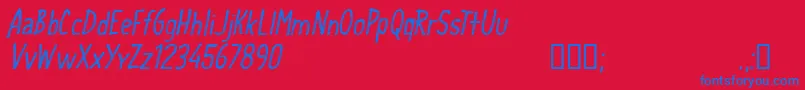 CfschoolhandwritingRegular Font – Blue Fonts on Red Background