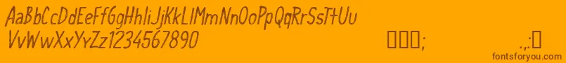 CfschoolhandwritingRegular Font – Brown Fonts on Orange Background