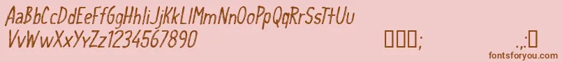 CfschoolhandwritingRegular-Schriftart – Braune Schriften auf rosa Hintergrund
