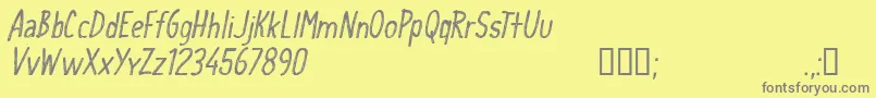 CfschoolhandwritingRegular Font – Gray Fonts on Yellow Background