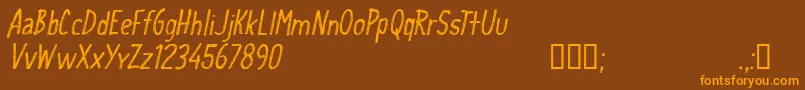 CfschoolhandwritingRegular Font – Orange Fonts on Brown Background