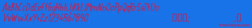 CfschoolhandwritingRegular Font – Red Fonts on Blue Background