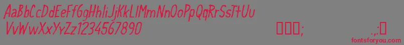 CfschoolhandwritingRegular Font – Red Fonts on Gray Background